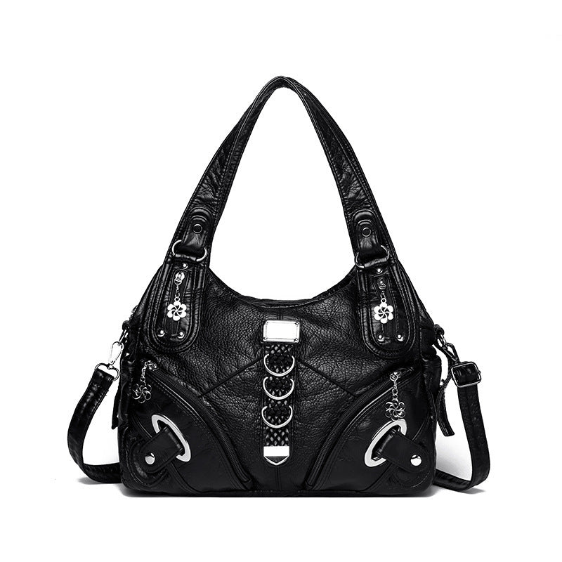 Women's Large Capacity Washed Leather Handbag