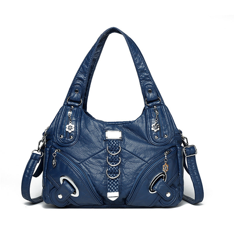 Women's Large Capacity Washed Leather Handbag