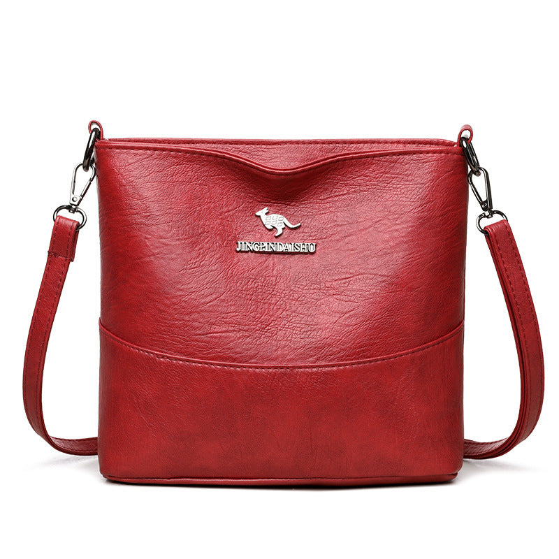 New Stylish Good Texture Soft Leather Wide Strap Crossbody Bag